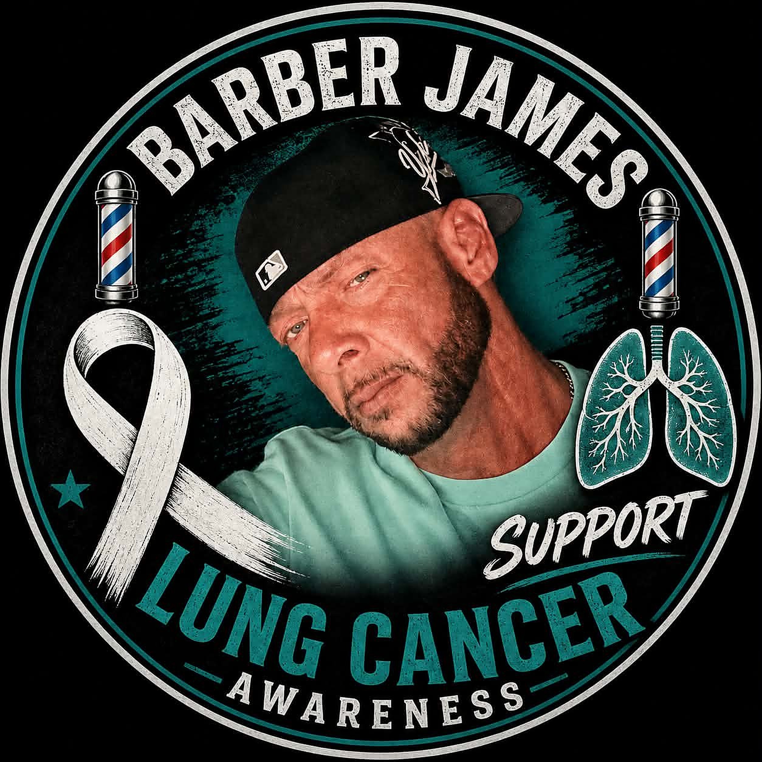Barber James lung cancer awareness design