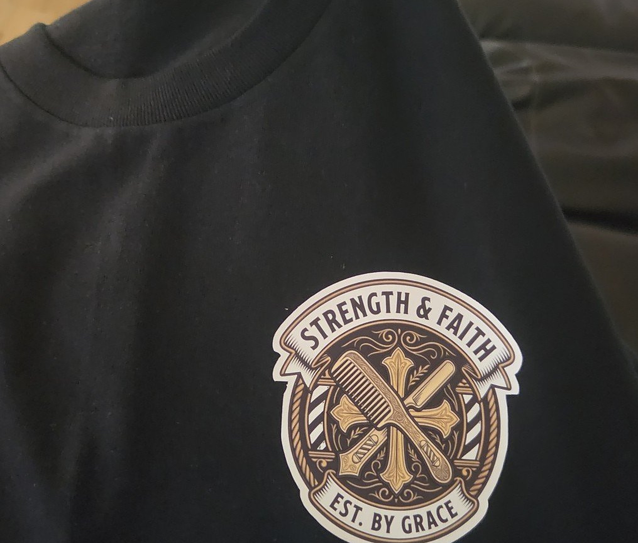 Strength and faith barber tee