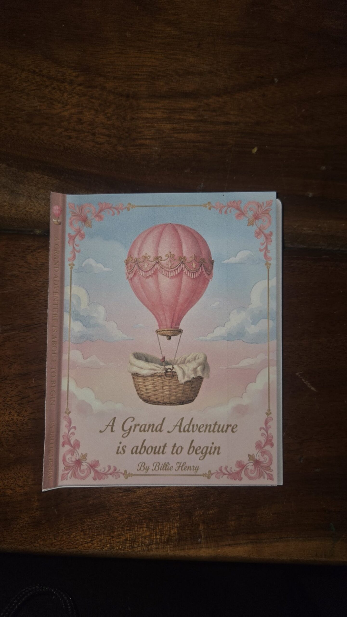 Baby book cover with hot air balloon