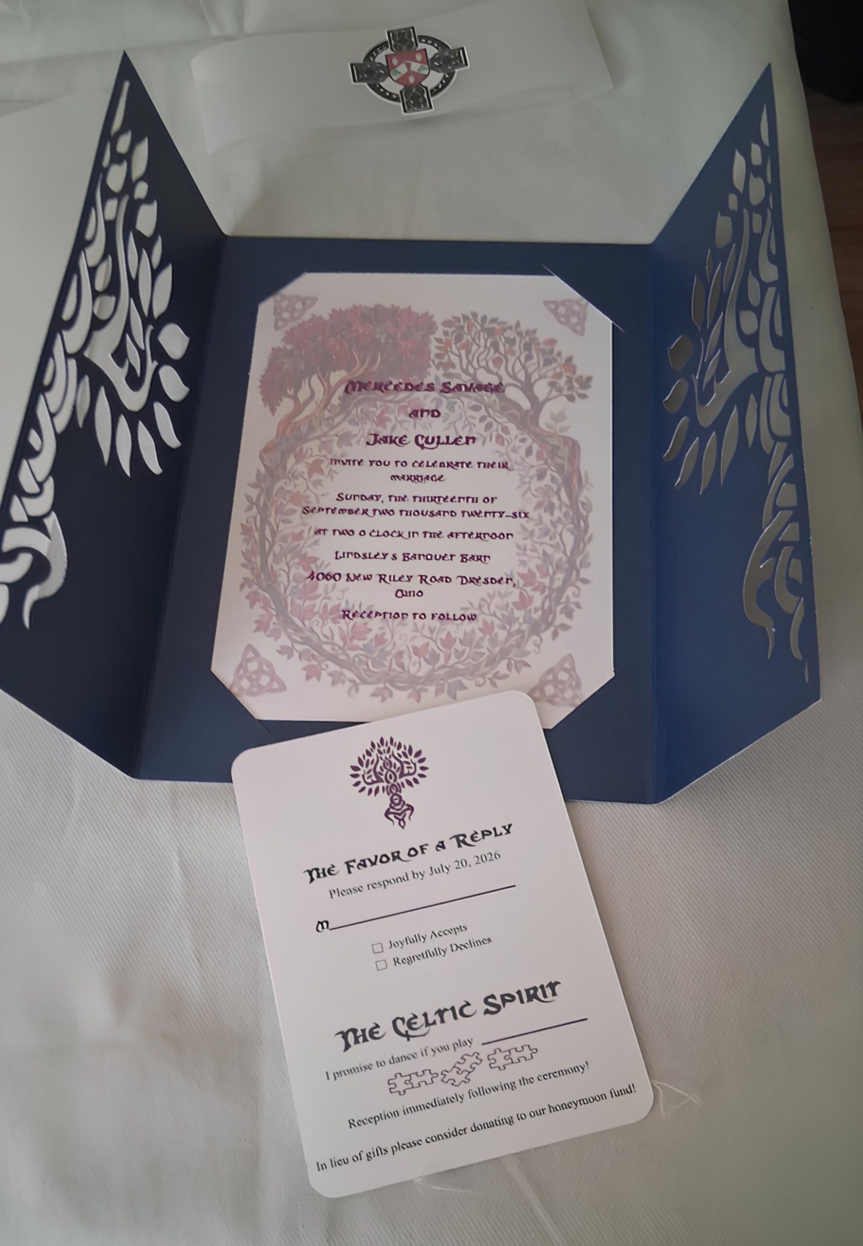 Celtic wedding suite with RSVP card