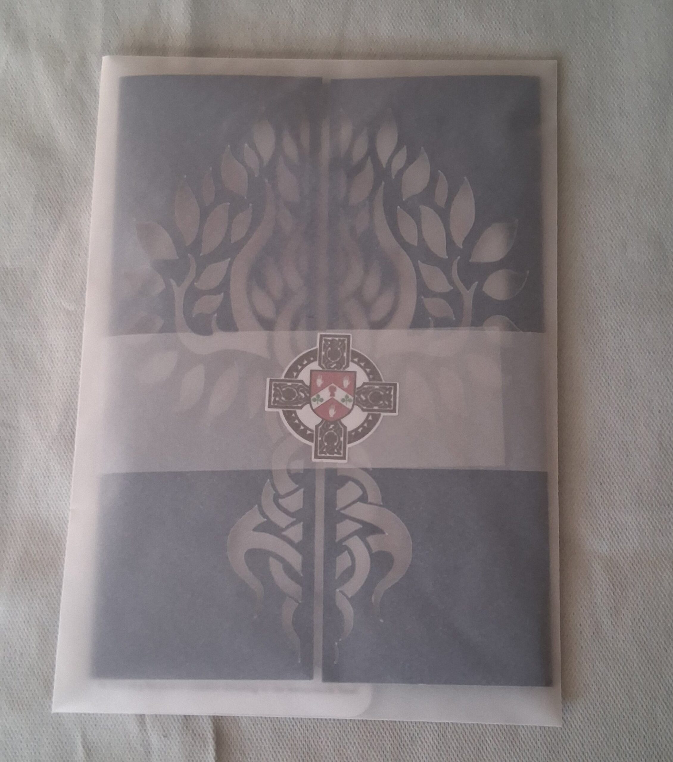 Celtic invitation in vellum envelope