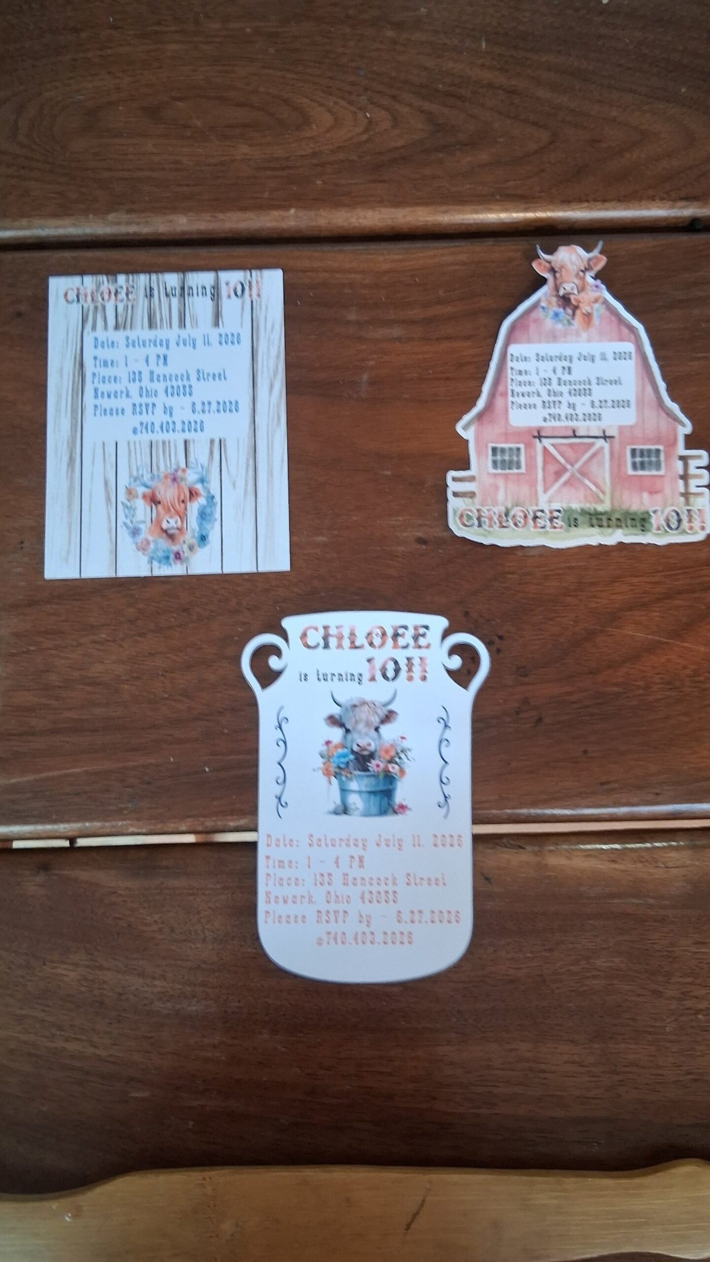 Highland cow birthday invitations